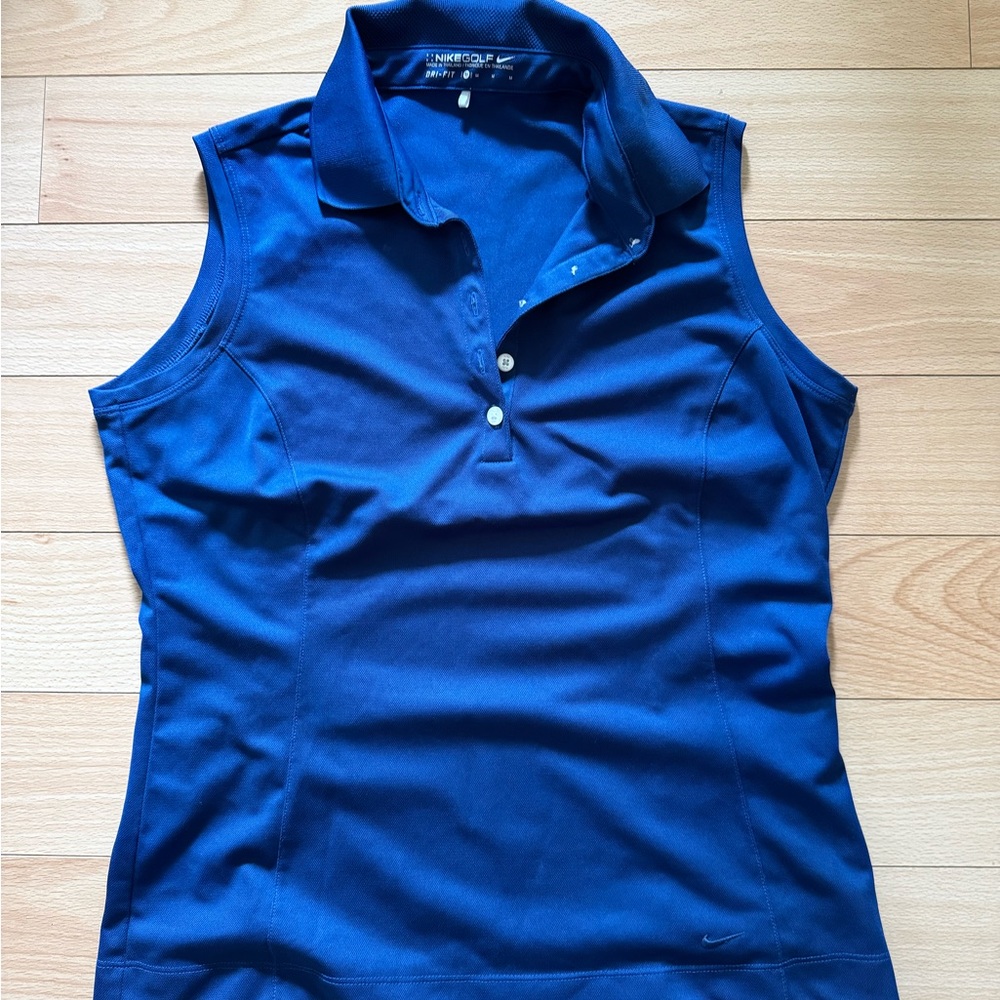 Nike Golf Blue Sleeveless Fitted Polo Shirt